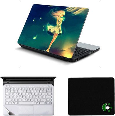 Mitram 3in1 Laptop Accessories Combo 15.6 Inch Angel Cry Alone laptop Skins Stickers, Mouse Pad and Palmrest Skin for HP-DELL-Lenovo-Asus-Acer Laptops || Notebooks Combo Set(Multicolor)
