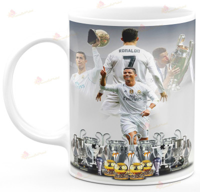 TrendoPrint Cristiano Ronaldo Cr7 Winning Autograph Ideal And Sweet Gift For Football Lover Kids Brother Sister Cousin Friends Bro Sis Bhai Behan Uncle Aunty Printed White Tea Ceramic Coffee Mug(350 ml)