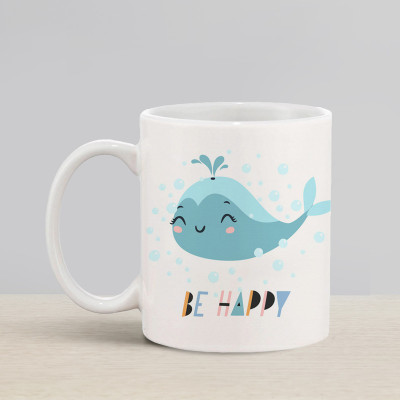 Flipkart SmartBuy Be Happy Whale Ceramic Coffee Mug(330 ml)