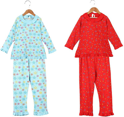 ANIXA Girls Printed Multicolor Top & Pyjama Set