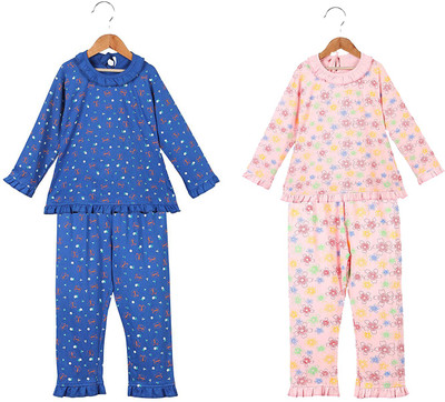 Fit N Fame Girls Floral Print Multicolor Top & Pyjama Set