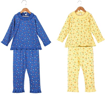 Fit N Fame Girls Floral Print Multicolor Top & Pyjama Set