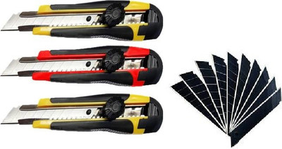 dinojames Viva Rubber Grip Hand-held Paper Cutter(Set Of 3, Red, Yellow, Black)