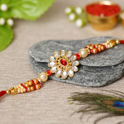 eCraftIndia Designer Rakhi Assorted Rakhi  Set(Pack of 1, Roli Chawal, Greeting Card)