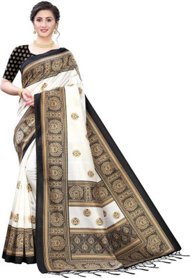 Textile Boost Woven Mysore Art Silk Saree(White)