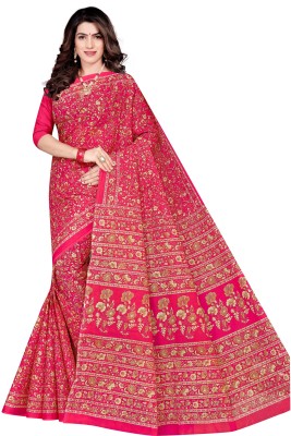 TAMAIRA FASHION Floral Print Daily Wear Pure Cotton Saree(Pink)