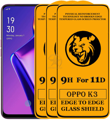 SEVEN7STAR Edge To Edge Tempered Glass for OPPO K3(Pack of 3)