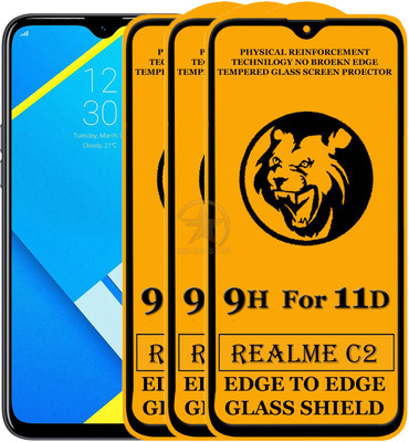 SEVEN7STAR Edge To Edge Tempered Glass for Realme C2(Pack of 3)