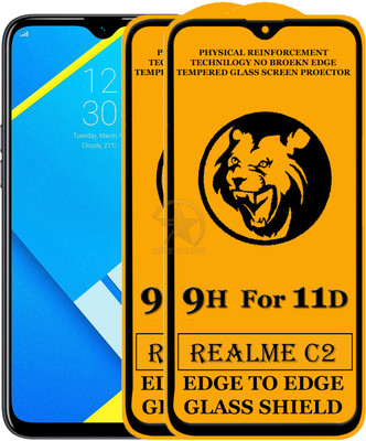 SEVEN7STAR Edge To Edge Tempered Glass for Realme C2(Pack of 2)