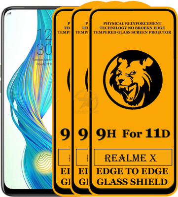 SEVEN7STAR Edge To Edge Tempered Glass for Realme X(Pack of 3)