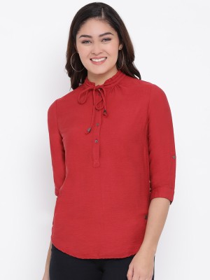 CRIMSOUNE CLUB Casual Solid Women Red Top