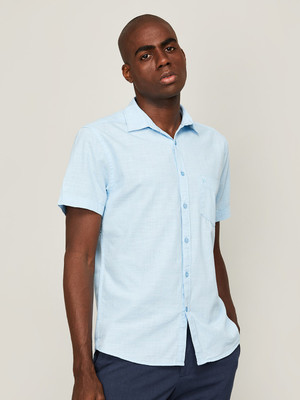 CODE by Lifestyle Men Solid Casual Blue Shirt