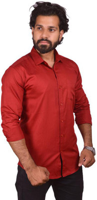 Fronics Men Solid Casual Maroon Shirt