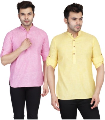 TAHVO Men Solid Casual Multicolor Shirt(Pack of 2)