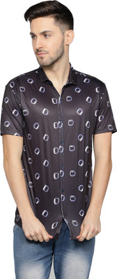 PEARL OCEAN Men Printed Casual Black Shirt