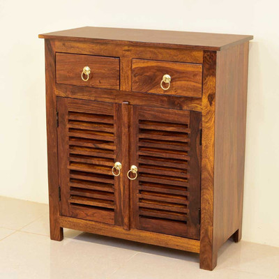 House Of Kuber Solid Sheesham Wood Shoe Rank Drawer & Shelves Storage For Hall, Hotel, Home. Solid Wood Shoe Rack(Honey Finish, 3 Shelves, Pre-assembled)