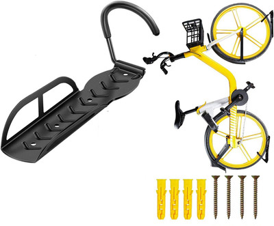 Leosportz Bike Stand Adjustable Wall Mounted Hook Rack Holder Hanger Cycling Stand(Aluminium, Black)