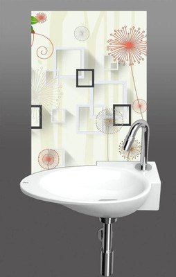 MODERN CREATIONS 90 cm Gorgeous Flower Self Adhesive Wash Basin's Wall sticker Self Adhesive Sticker(Pack of 1)