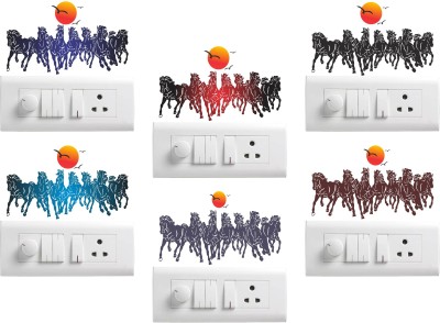 DivineDesigns 12.7 cm Horses and Sun Self Adhesive Sticker(Pack of 6)