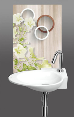 MODERN CREATIONS 90 cm Flower Pattern Self Adhesive Wash Basin's Wall sticker Self Adhesive Sticker(Pack of 1)