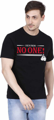 HOBBSION Printed Men Round Neck Black T-Shirt
