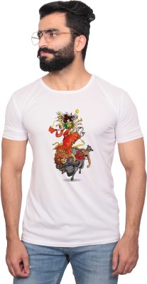 NITYANAND CREATIONS Graphic Print Men Round Neck White T-Shirt