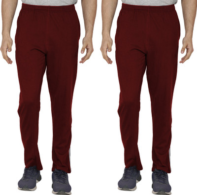 SHELLOCKS Striped Men Maroon Track Pants