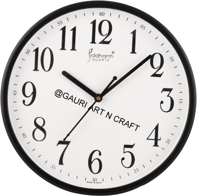 Gauriartncraft Analog-Digital 24 cm X 24 cm Wall Clock(Black, With Glass, Standard)