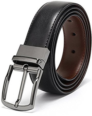 URBAN ALFAMI Men Casual, Party, Formal, Evening Black Texas Leatherite Reversible Belt