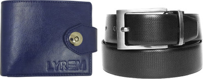 LYREM Wallet & Belt Combo(Blue, Black, Brown)