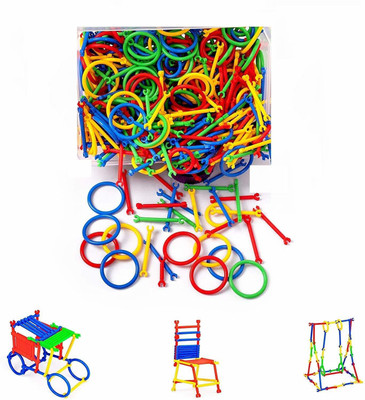 amg digital 180PCs Jumbo Pack Building Block Stick , Multi-coloured Construction Play Set for Kids, Different 3D Shapes for Educational Toy , 3D Puzzle Interlocking Creative Kit , Puzzle Game Set Build Houses, Buildings, Swings, Blocks Toy Perfect Gift for Kids(Multicolor)