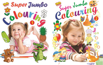 Super Jumbo Colouring Part 1 & 2 (combined two book set) (super fine paper) (256 pages total)(Paperback, Vikas Aggarwal)