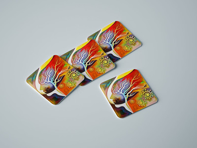 Unique Graphics Square Acrylic Coaster Set(Pack of 4)