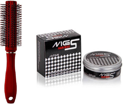 SHAGGY PREMIUM HOME AND SALOON USE SOFT BRISTLE ROUND HAIR COMB WITH STRONG HOLD HAIR STYLING WAX(150ML)(2 Items in the set)
