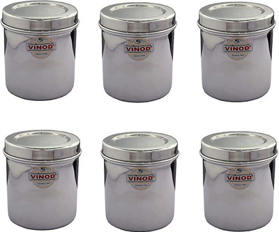 VINOD Steel Grocery Container  - 250 ml(Pack of 6, Silver)
