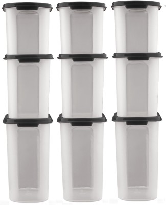 Password Plastic Grocery Container  - 2000 ml, 1500 ml, 1000 ml(Pack of 9, Black)