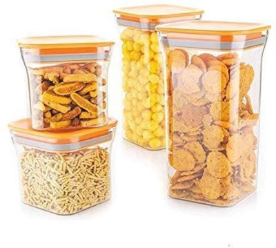 Porquepine Plastic Grocery Container  - 1100 ml, 600 ml(Pack of 4, Orange)