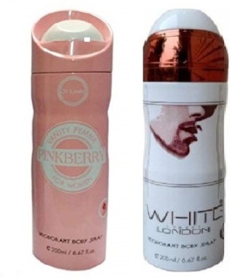 St. Louis PINKBERRY , WHITE LONDON Body Spray  -  For Men & Women(400 ml, Pack of 2)