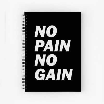 Art Bundle No Pain No Gain A5 Size Wiro Bound Spiral Notebook Diary ( 160 Pages Unruled, A5, 90 GSM Natural Shade Paper ) A5 Notebook no 160 Pages(Multicolor)