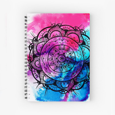 Art Bundle Mandala Art Colorful A5 Size Wiro Bound Spiral Notebook Diary ( 160 Pages Unruled, A5, 90 GSM Natural Shade Paper ) A5 Notebook no 160 Pages(Multicolor)