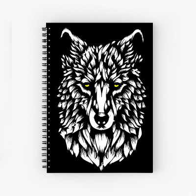 Art Bundle Wolf A5 Size Wiro Bound Spiral Notebook Diary ( 90 GSM Natural Shade Paper ) A5 Note Book Unruled 160 Pages(Black, White)