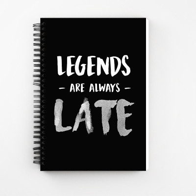 Art Bundle Legends are always late A5 Size Wiro Bound Spiral Notebook Diary ( 90 GSM Natural Shade Paper ) A5 Notebook Unruled 160 Pages(Black)