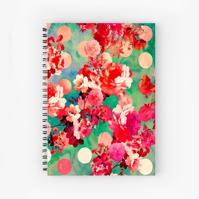 Art Bundle Floral Seamless Pattern A5 Size Wiro Bound Spiral Notebook Diary ( 90 GSM Natural Shade Paper ) A5 Note Book Unruled 160 Pages(Multicolor)