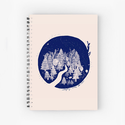 Art Bundle Mountain A5 Size Wiro Bound Spiral Notebook Diary ( 160 Pages Unruled, A5, 90 GSM Natural Shade Paper ) A5 Notebook no 160 Pages(Multicolor)