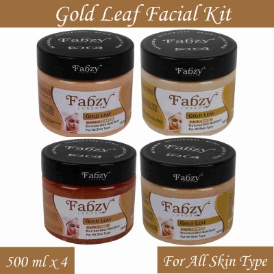fabzy London Gold Leaf Facial Kit 4 in 1 Scrub 500 ml + Cream 500 ml + Gel 500 ml + Pack 500 ml -2000 ml(4 x 500 ml)