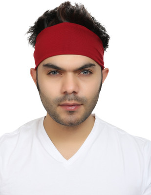 Bismaadh Soft Cotton Sweat Wicking Breathable Foldable Fashion Non Slip Elastic Headband for Multipurpose – Men & Women Head Band(Maroon)