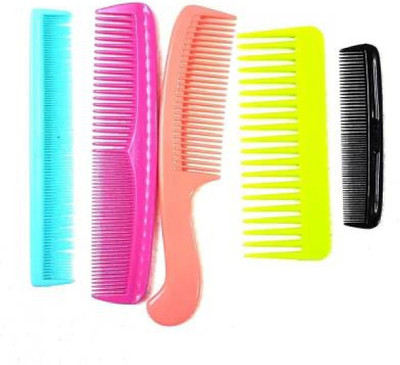 Bekner Combo Of 5 Pcs Multicolor Plastic Hair Comb Set For Women And Men Use