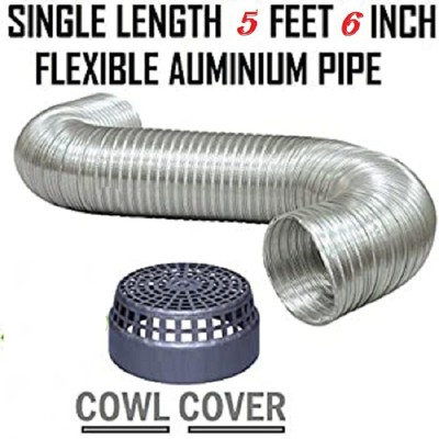 SK S.K 5 Feet (6 Inch) Premium Chimney Aluminium Duct Pipe with Cowl Cover Hose Pipe Hose Pipe(150 cm)