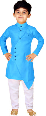 POHAR CREATION Boys Festive & Party Kurta and Pyjama Set(Light Blue Pack of 1)