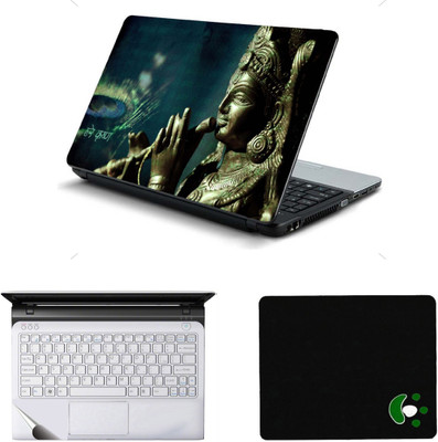 Mitram 3in1 Laptop Accessories Combo 15.6 Inch Hare Krishna laptop Skins Stickers, Mouse Pad and Palmrest Skin for HP-DELL-Lenovo-Asus-Acer Laptops || Notebooks Combo Set(Multicolor)
